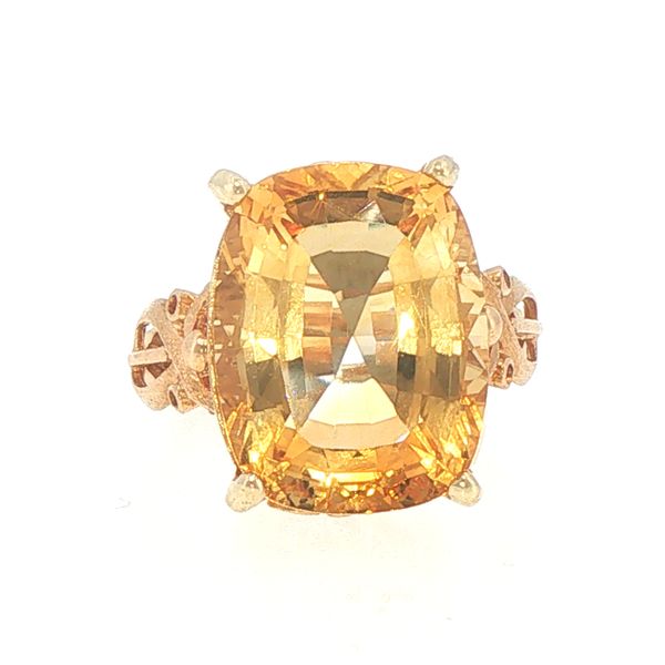 Estate 18K Yellow Gold Cushion Cut Citrine Ring Bryan Jewelry Prattville, AL