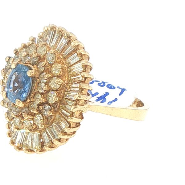 Estate Cornflower Blue Sapphire & Diamond Ballerina Ring Image 3 Bryan Jewelry Prattville, AL