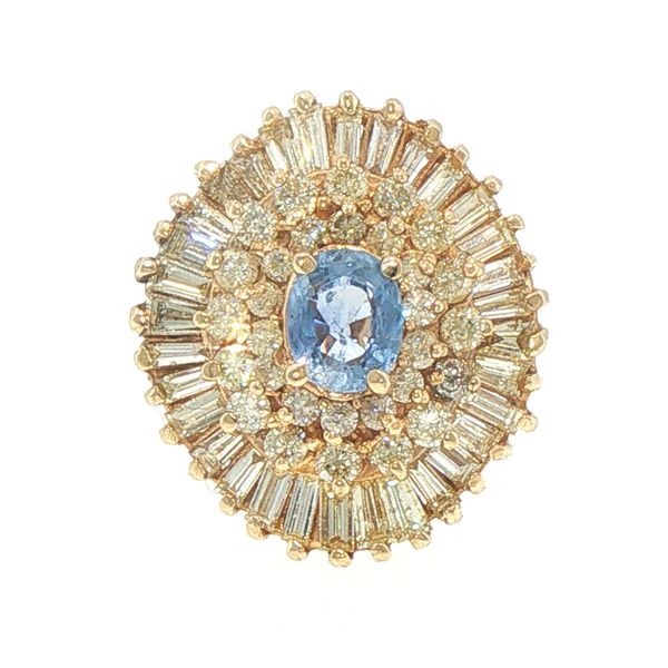 Estate Cornflower Blue Sapphire & Diamond Ballerina Ring Bryan Jewelry Prattville, AL