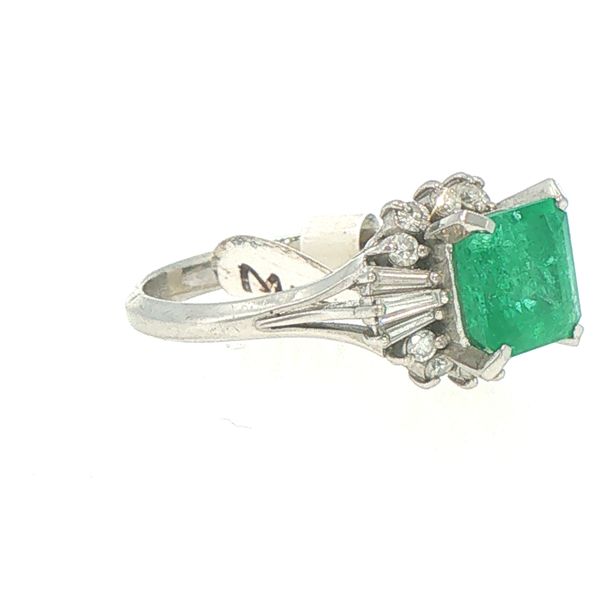 Estate Platinum Emerald & Diamond Ring Image 3 Bryan Jewelry Prattville, AL