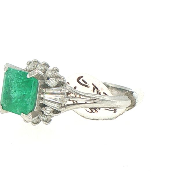 Estate Platinum Emerald & Diamond Ring Image 4 Bryan Jewelry Prattville, AL