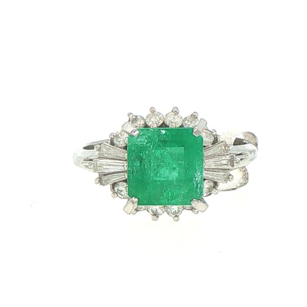 Estate Platinum Emerald & Diamond Ring Bryan Jewelry Prattville, AL