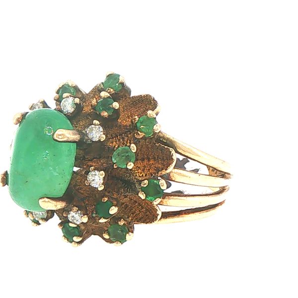Estate Oval Cabochon Emerald & Diamond Ring Image 2 Bryan Jewelry Prattville, AL