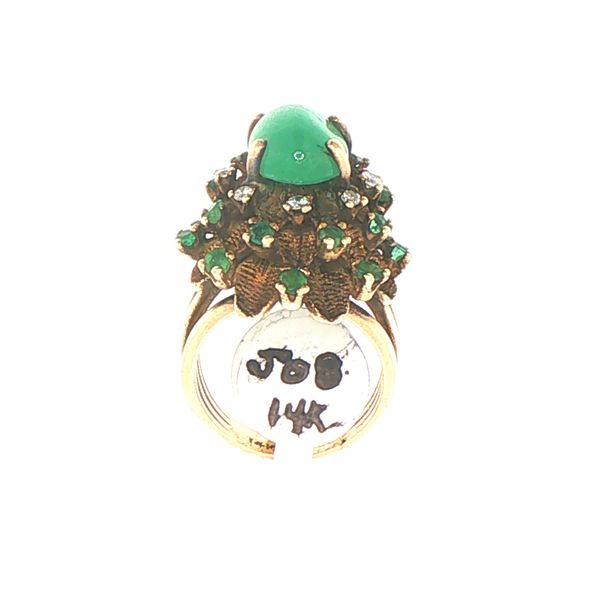 Estate Oval Cabochon Emerald & Diamond Ring Image 4 Bryan Jewelry Prattville, AL