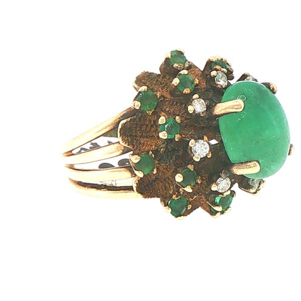 Estate Oval Cabochon Emerald & Diamond Ring Image 5 Bryan Jewelry Prattville, AL