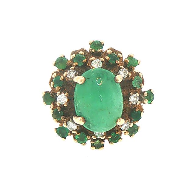 Estate Oval Cabochon Emerald & Diamond Ring Bryan Jewelry Prattville, AL