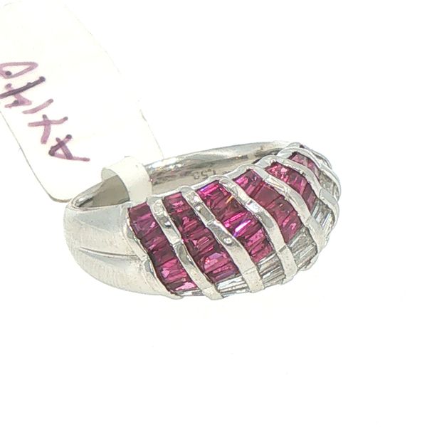Estate Platinum Ruby & Diamond Dome Ring Image 3 Bryan Jewelry Prattville, AL