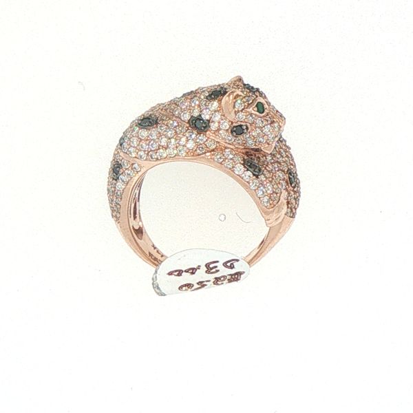 Estate Rose Gold Emerald & Diamond Leopard Ring Image 5 Bryan Jewelry Prattville, AL