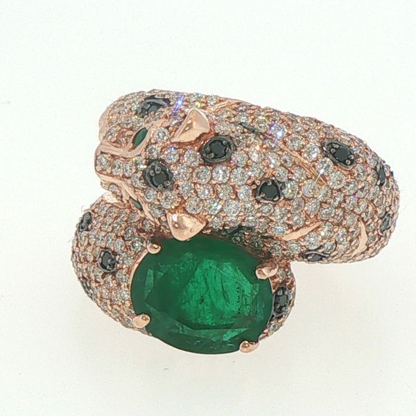 Estate Rose Gold Emerald & Diamond Leopard Ring Bryan Jewelry Prattville, AL