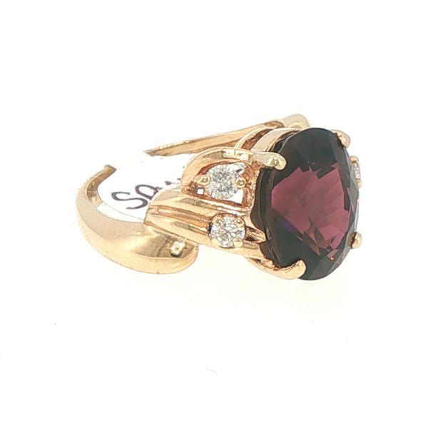 Estate Oval Tourmaline & Diamond Accent Ring Image 2 Bryan Jewelry Prattville, AL