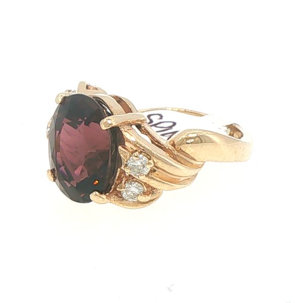 Estate Oval Tourmaline & Diamond Accent Ring Image 3 Bryan Jewelry Prattville, AL