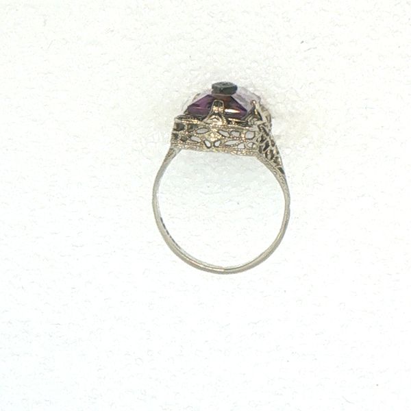 Estate Art Deco Amethyst & Diamond Filigree Ring Image 5 Bryan Jewelry Prattville, AL