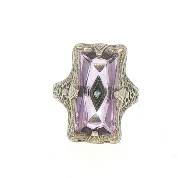 Estate Art Deco Amethyst & Diamond Filigree Ring Bryan Jewelry Prattville, AL