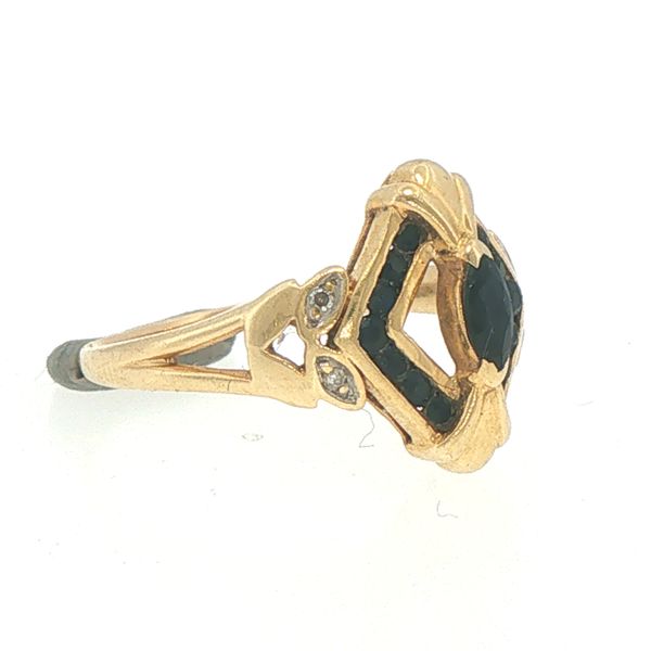 Estate Sapphire & Diamond Geometric Ring Image 2 Bryan Jewelry Prattville, AL