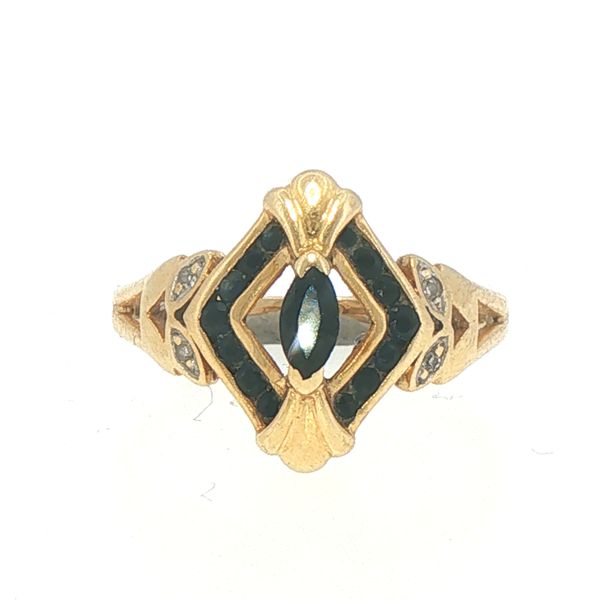 Estate Sapphire & Diamond Geometric Ring Bryan Jewelry Prattville, AL