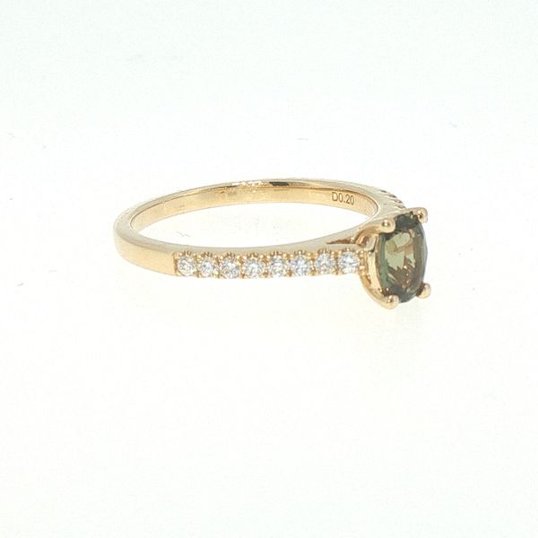 Natural .53ct Oval Alexandrite and Diamond Ring in 14K Yellow Gold Image 2 Bryan Jewelry Prattville, AL