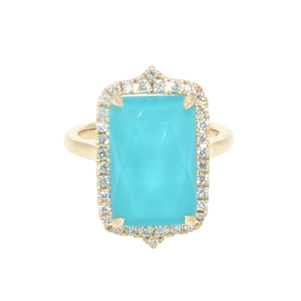 Doves 18K Yellow Gold Arizona Turquoise & Diamond Ring Bryan Jewelry Prattville, AL