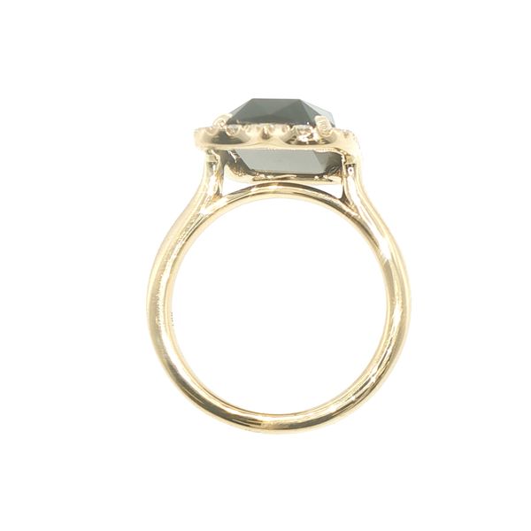 Doves 18K Yellow Gold Black Onyx & Diamond Halo Ring Image 2 Bryan Jewelry Prattville, AL