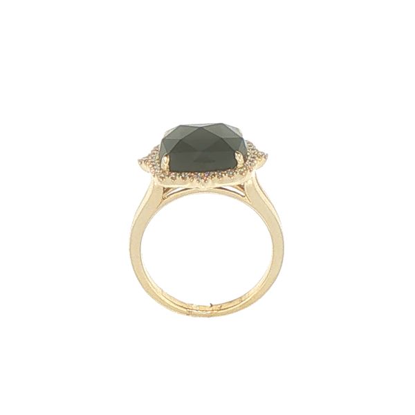 Doves 18K Yellow Gold Black Onyx & Diamond Halo Ring Image 5 Bryan Jewelry Prattville, AL