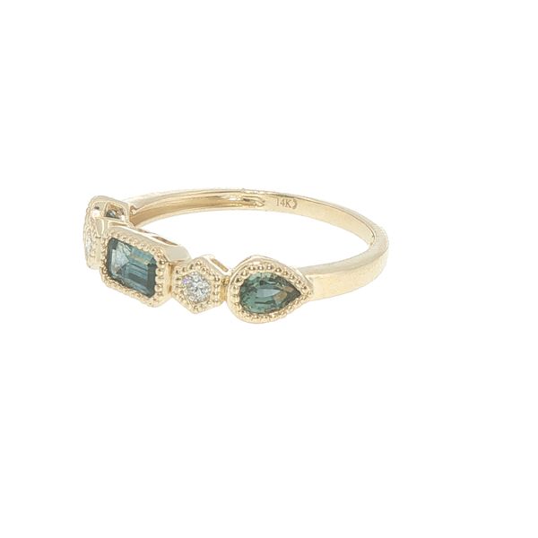 14K Yellow Gold Montana Sapphire & Diamond Five-Stone Ring Image 2 Bryan Jewelry Prattville, AL