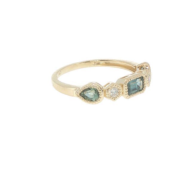 14K Yellow Gold Montana Sapphire & Diamond Five-Stone Ring Image 5 Bryan Jewelry Prattville, AL