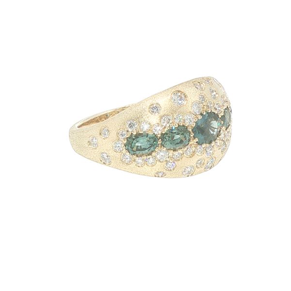 14K Yellow Gold Montana Sapphire & Diamond Confetti Ring Image 2 Bryan Jewelry Prattville, AL