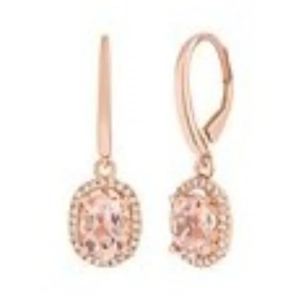 Oval Morganite Dangles with Halo in Rose Bryan Jewelry Prattville, AL