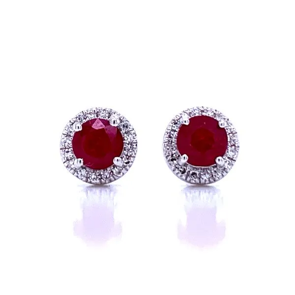 Ruby and Diamond Halo Studs Bryan Jewelry Prattville, AL