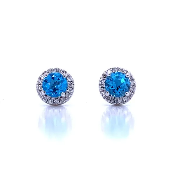Blue Topaz and Diamond Halo Studs Bryan Jewelry Prattville, AL