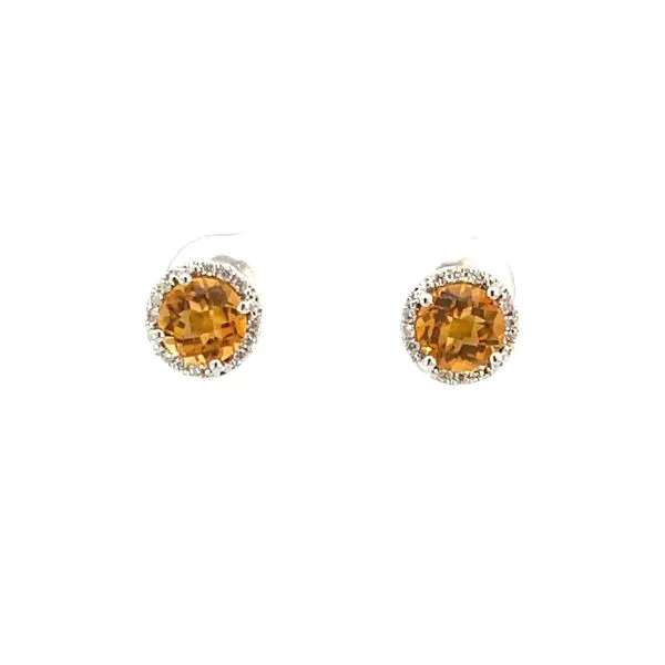 6mm Round Citrine Halo Diamond Stud Bryan Jewelry Prattville, AL