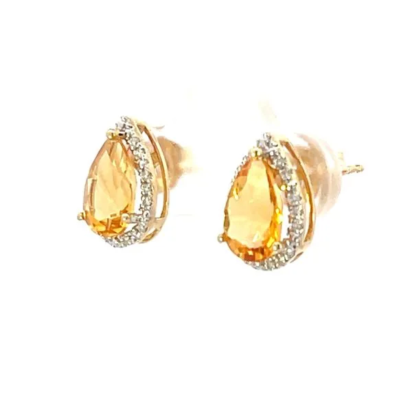 9x6mm Pear Shaped Citrine Halo studs Image 2 Bryan Jewelry Prattville, AL