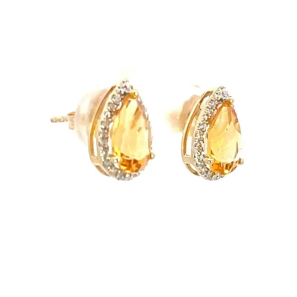 9x6mm Pear Shaped Citrine Halo studs Image 3 Bryan Jewelry Prattville, AL