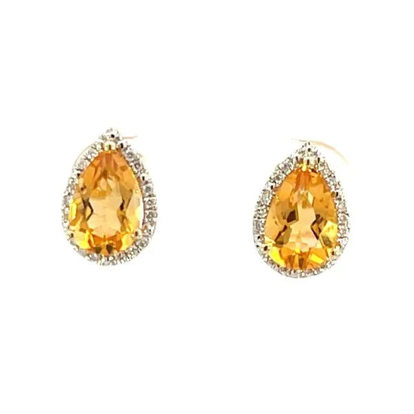 9x6mm Pear Shaped Citrine Halo studs Image 4 Bryan Jewelry Prattville, AL
