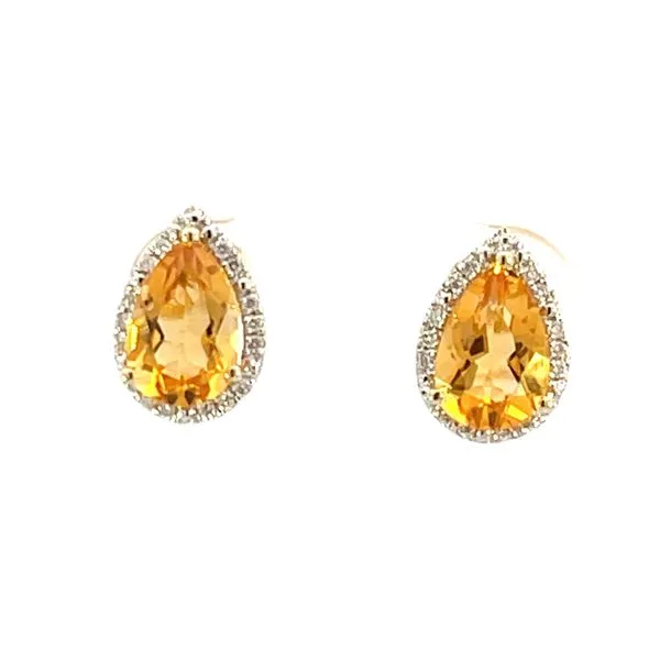 9x6mm Pear Shaped Citrine Halo studs Bryan Jewelry Prattville, AL