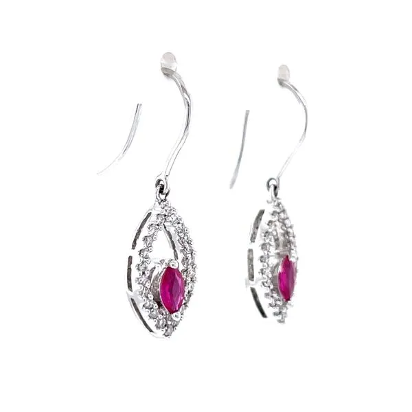 Ruby & Diamond Dangle Earrings Image 2 Bryan Jewelry Prattville, AL