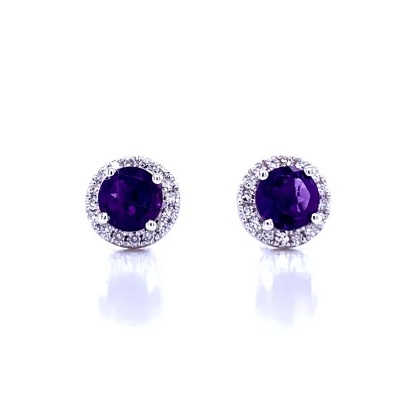 Amethyst and Diamond Halo Studs in 10kw Bryan Jewelry Prattville, AL