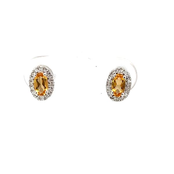 Oval Citrine & Diamond Halo Studs Bryan Jewelry Prattville, AL