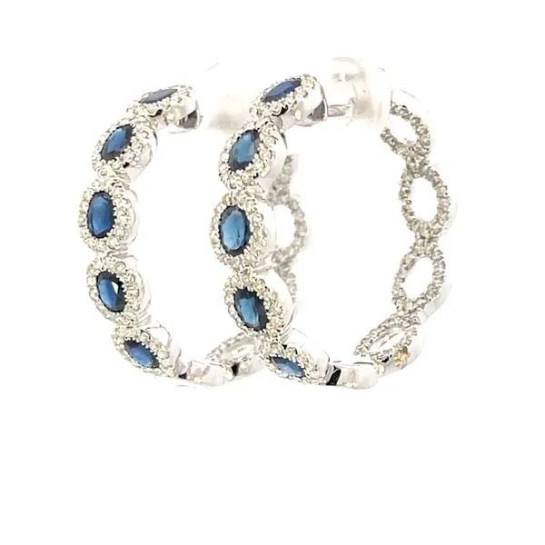 Sapphire & Diamond Hoop earrings 1.25ctw dia 2.10cttw sapphire--click post-8.7g-26.5mm diameter Image 2 Bryan Jewelry Prattville, AL