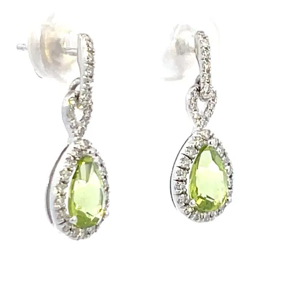 Peridot & diamond dangle earrings-14kw Image 2 Bryan Jewelry Prattville, AL