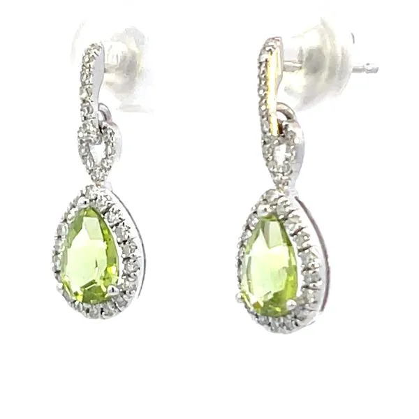 Peridot & diamond dangle earrings-14kw Image 3 Bryan Jewelry Prattville, AL