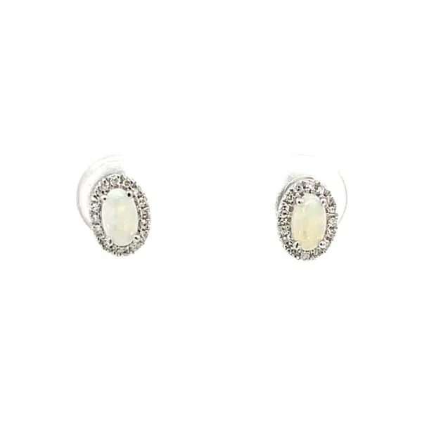 Oval Opal & Diamond Halo Studs Bryan Jewelry Prattville, AL