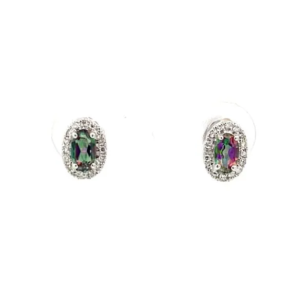 Oval Mystic Topaz & Diamond Halo Studs Bryan Jewelry Prattville, AL