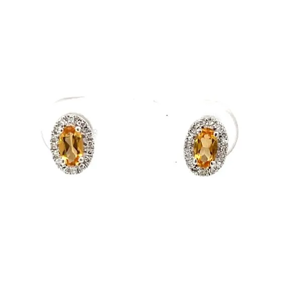 Oval Citrine & Diamond Halo Studs Bryan Jewelry Prattville, AL