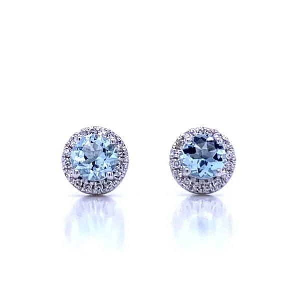Aquamarine and Diamond Halo Studs Bryan Jewelry Prattville, AL