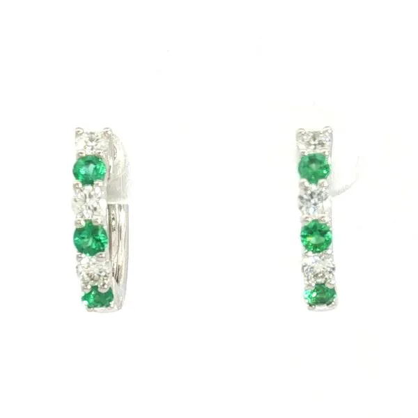 Emerald & Diamond Hoops in 14kw Bryan Jewelry Prattville, AL