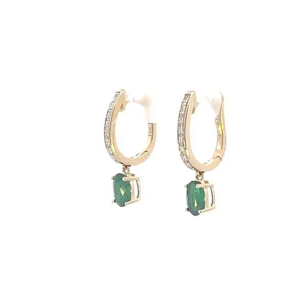 Emerald & Diamond Dangle Earrings-14ky Image 3 Bryan Jewelry Prattville, AL