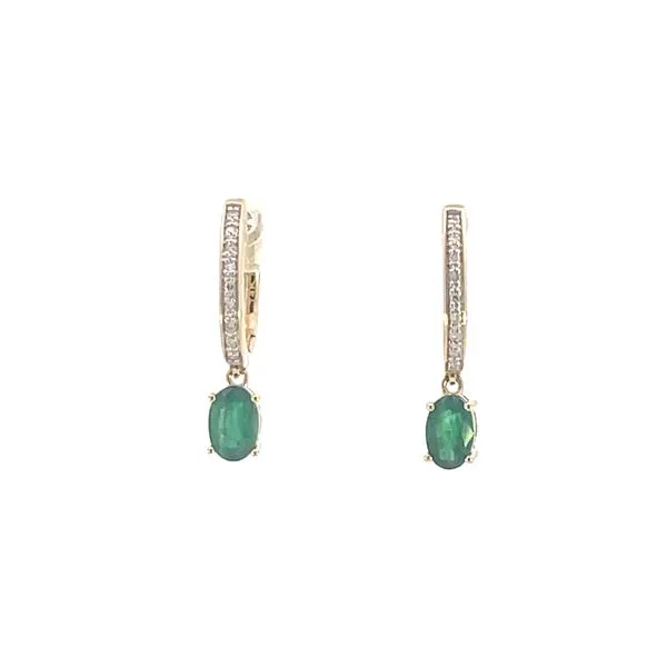 Emerald & Diamond Dangle Earrings-14ky Bryan Jewelry Prattville, AL