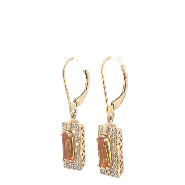 Citrine & Diamond Leverback earrings Image 3 Bryan Jewelry Prattville, AL
