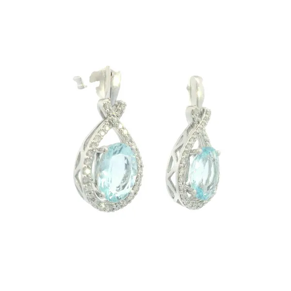 14kw Aquamarine & Diamond Dangles Image 3 Bryan Jewelry Prattville, AL