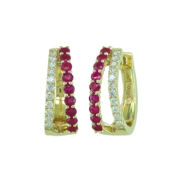 Duo Hoop Ruby & Diamond 14ky earrings Bryan Jewelry Prattville, AL